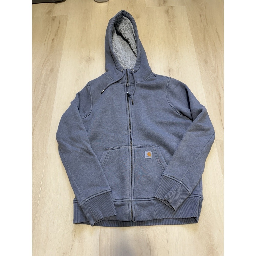 Carhartt Relaxed Fit Sherpa Lined Full Zip Hoodie Purple Women's Size XS